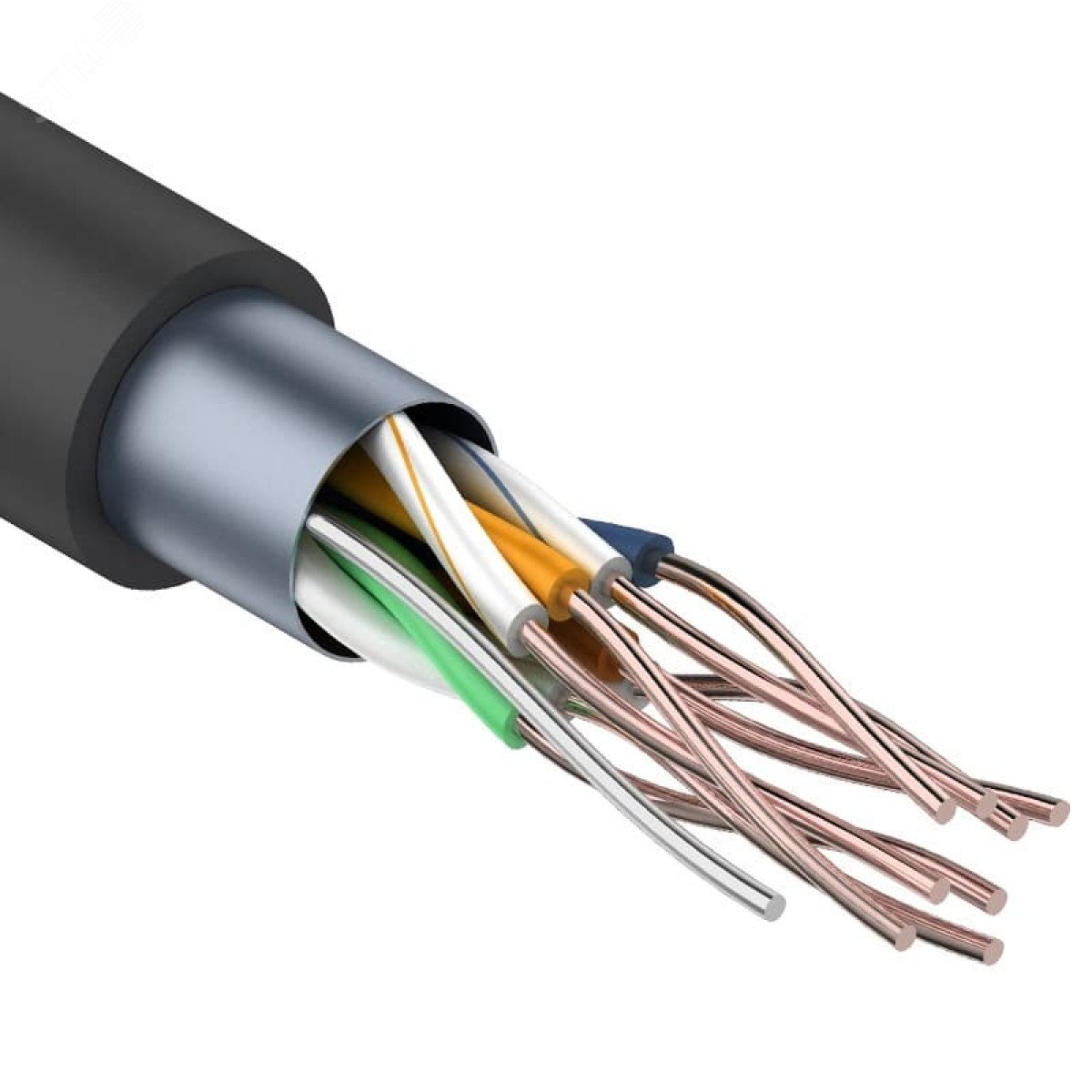 Кабель витая пара F/UTP кат.5E 4х2х24AWG solid CU PE Outdoor черн. (м) 01-0146 - Rexant