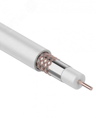 Кабель коаксиальный RG-6U, 75Ом, Cu/Al/Cu, 75%, 100м, INDOOR, белый - Rexant