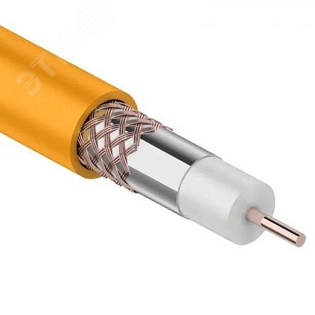 Кабель коаксиальный RG-6U нг(А)-HF, Cu/Al/Cu, 64%, 75Ом, 100м, INDOOR, оранжевый - Rexant