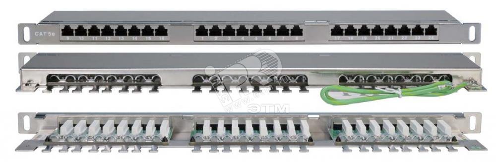 Патч-панель 19дюйм 0.5U кат.5E 24 порта RJ45 Dual IDC PPHD-19-24-8P8C-C5E-SH-110D высок. плотности 244077 - Hyperline