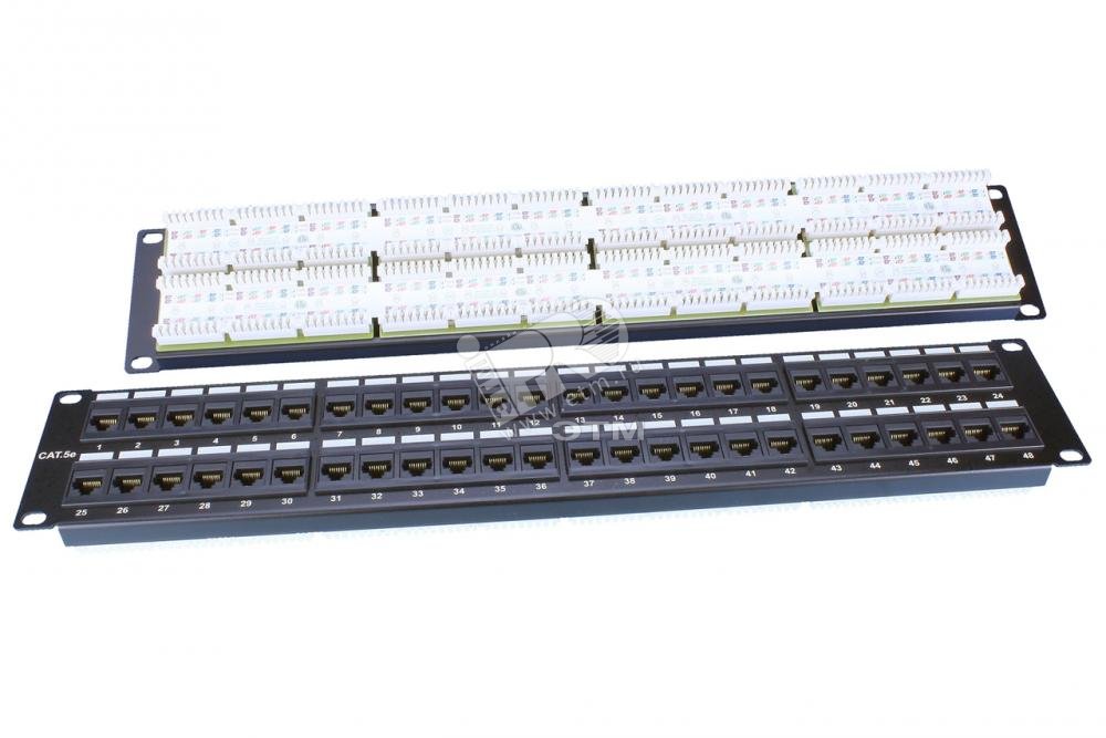 Патч-панель 19дюйм 2U кат.5E 48 портов RJ45 Dual IDC ROHS PP3-19-48-8P8C-C5E-110D черн. 246100 - Hyperline