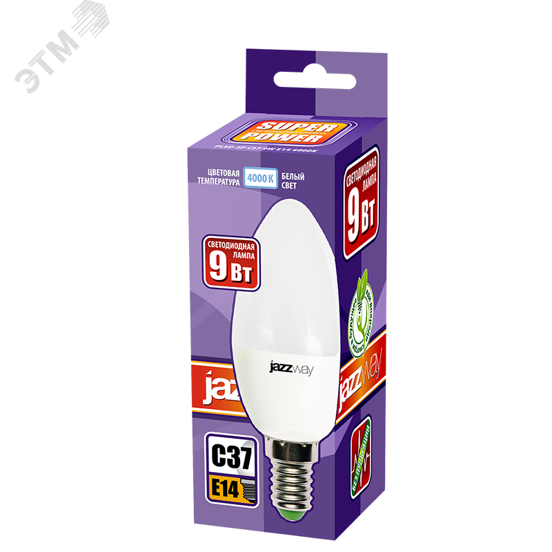 Лампа светодиодная LED 9w E14 4000K свеча 5019034 - Jazzway