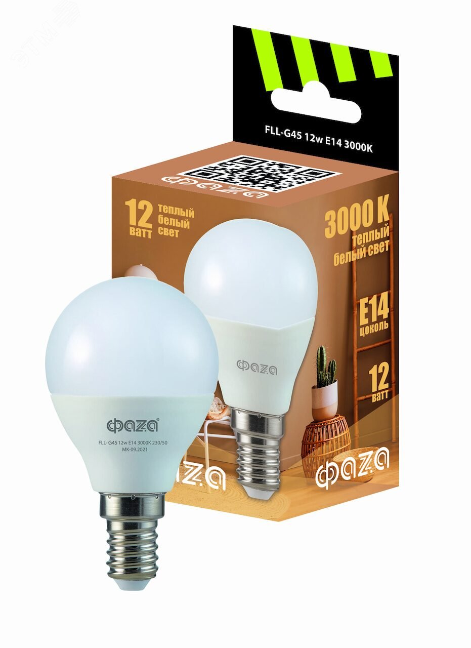 Лампа светодиодная LED 12Вт E27 3000K шар 230/50 5038622 - Jazzway