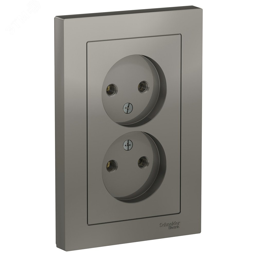 Розетка 2-м СП AtlasDesign 16А IP20 без заземл. в сборе сталь SE ATN000920 - Systeme Electric