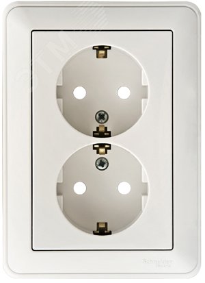 Розетка 2-м СП W59 16А IP20 с заземл. защ. шторки в сборе бел. SE RS16-255-18 - Systeme Electric