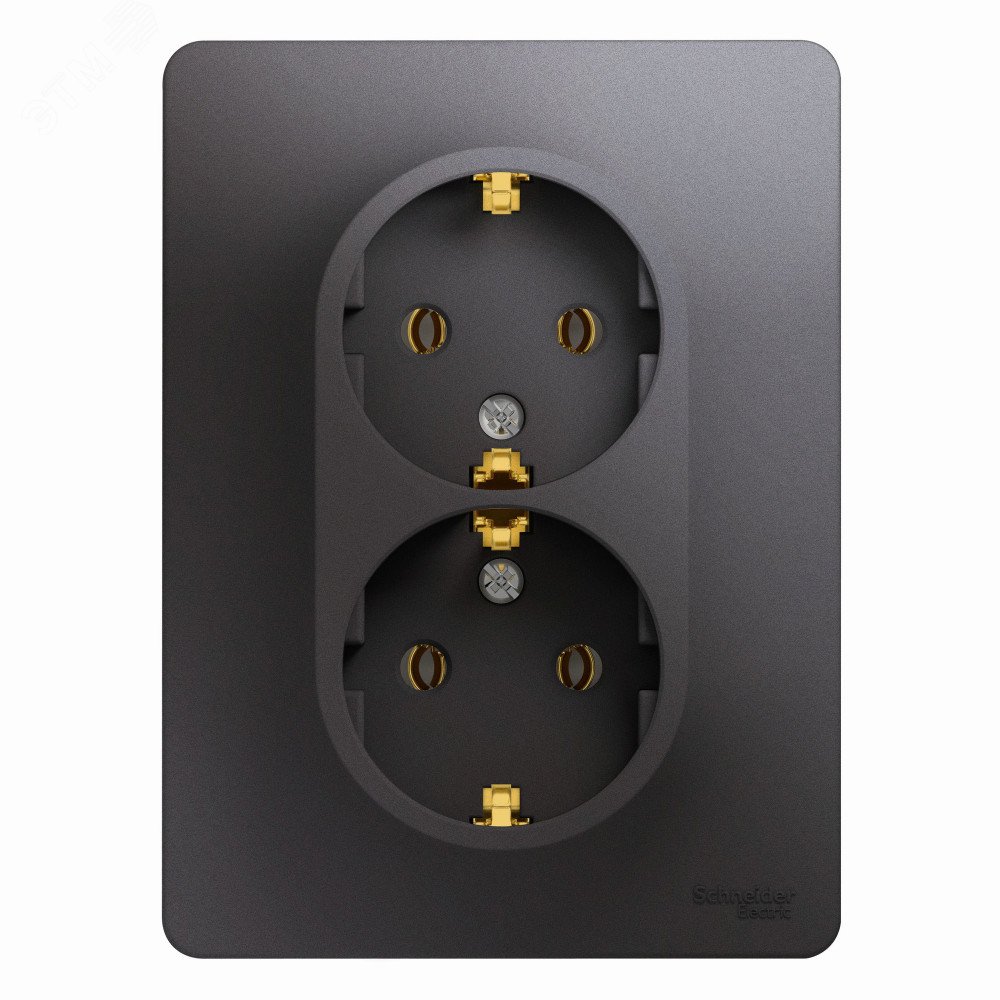 Розетка 2-м СП Glossa 16А IP20 250В с заземл. в сборе графит SE GSL001324 - Systeme Electric