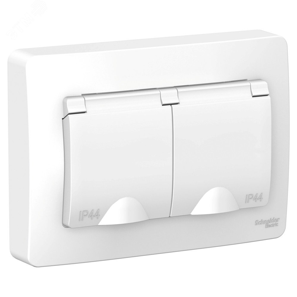 Розетка 2-м СП Blanca 16А IP44 250В с заземл. защ. шторки с крышкой бел. SE BLNRS441121 - Systeme Electric