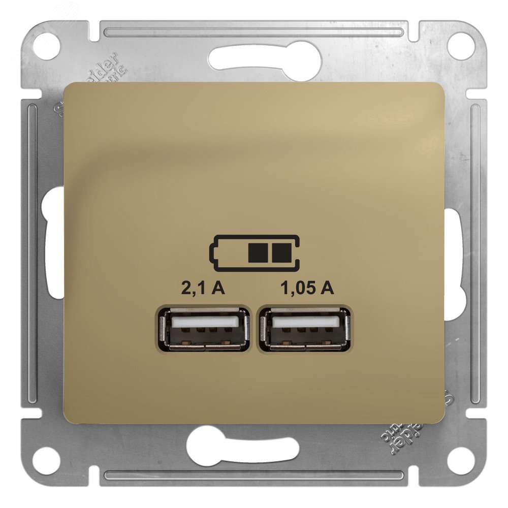 GLOSSA Механизм розетки USB в рамку, 5В/2100мА    титан GSL000433 - Systeme Electric