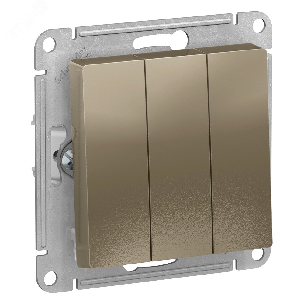 Выключатель 3-кл. СП AtlasDesign 10А IP20 (сх. 1+1+1) 10AX механизм шампань SE ATN000531 - Systeme Electric