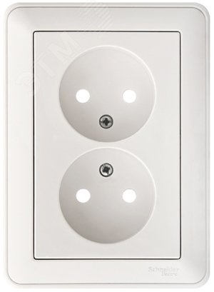 Розетка 2-м СП W59 16А IP20 без заземл. защ. шторки бел. SE RS16-254-18 - Systeme Electric