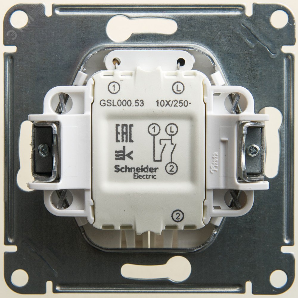 Выключатель 2-кл. СП Glossa 10А IP20 (сх. 5а) 10AX с подсветкой механизм перламутр. SE GSL000653 - Systeme Electric