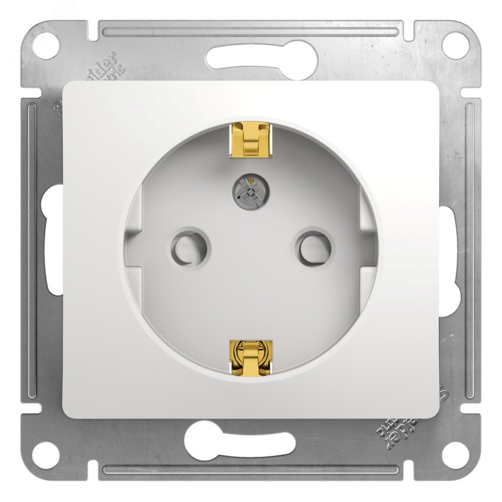 Розетка 1-м СП Glossa 16А IP20 с заземл. защ. шторки механизм бел. SE GSL000145 - Systeme Electric
