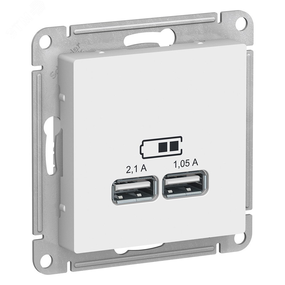 Розетка USB AtlasDesign тип A+A 5В 1х2.1А 2х1.05А механизм бел. SE ATN000133 - Systeme Electric