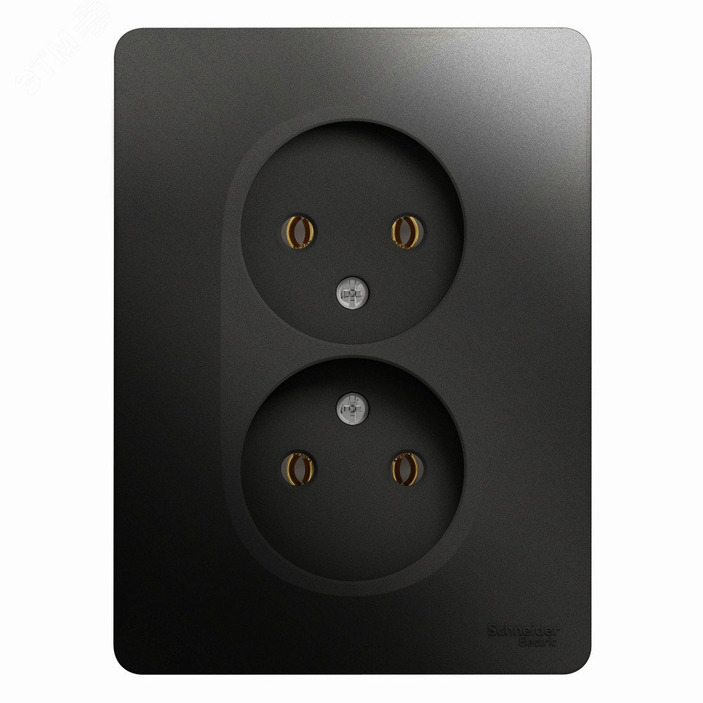 Розетка 2-м СП Glossa 16А IP20 без заземл. в сборе антрацит SE GSL000720 - Systeme Electric