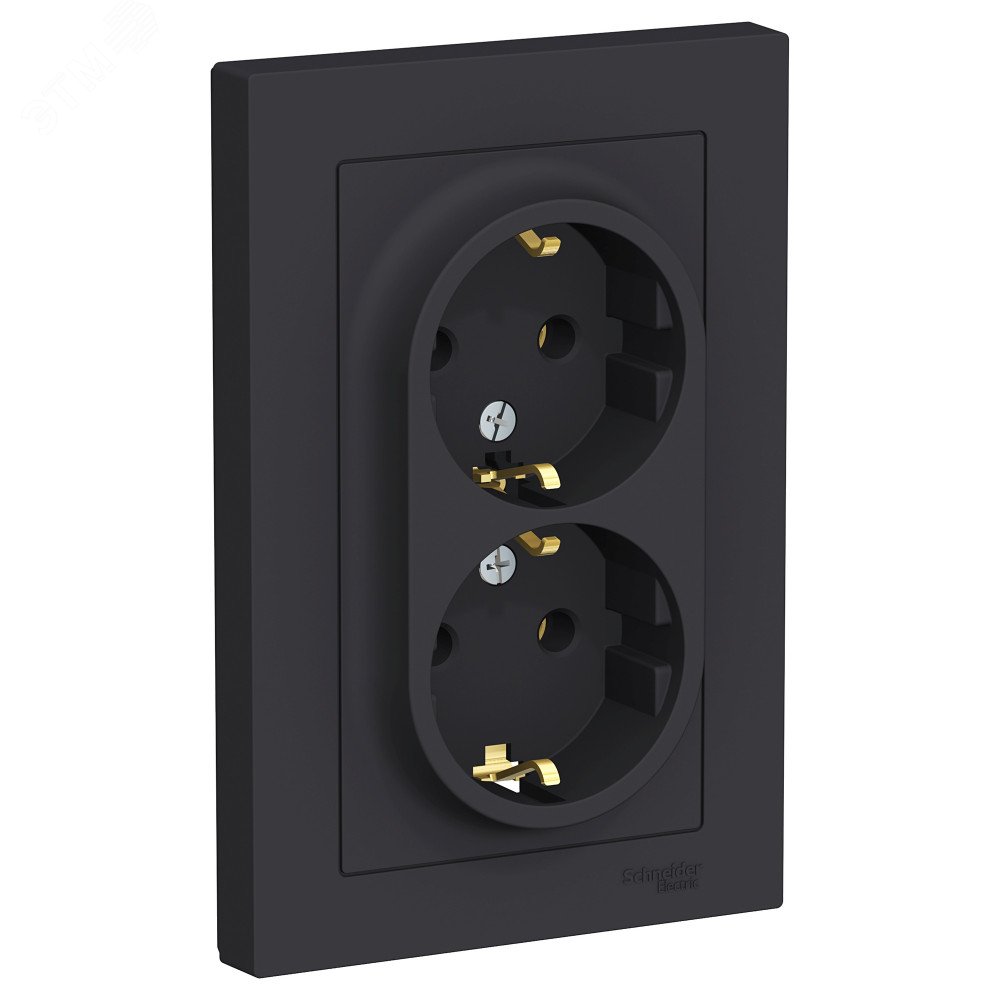 Розетка 2-м СП AtlasDesign 16А IP20 с заземл. в сборе карбон SE ATN001024 - Systeme Electric