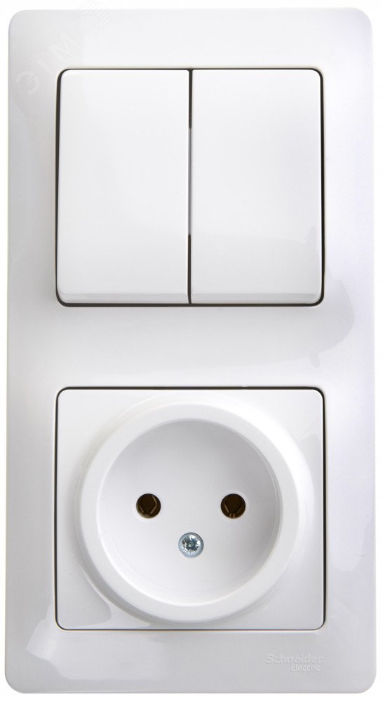 Блок комбинированный Glossa (розетка + 2-кл. выкл.) бел. SE GSL000172 - Systeme Electric
