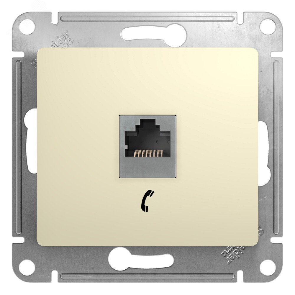 Розетка телефонная 1-м СП Glossa RJ11 механизм беж. SE GSL000281T - Systeme Electric