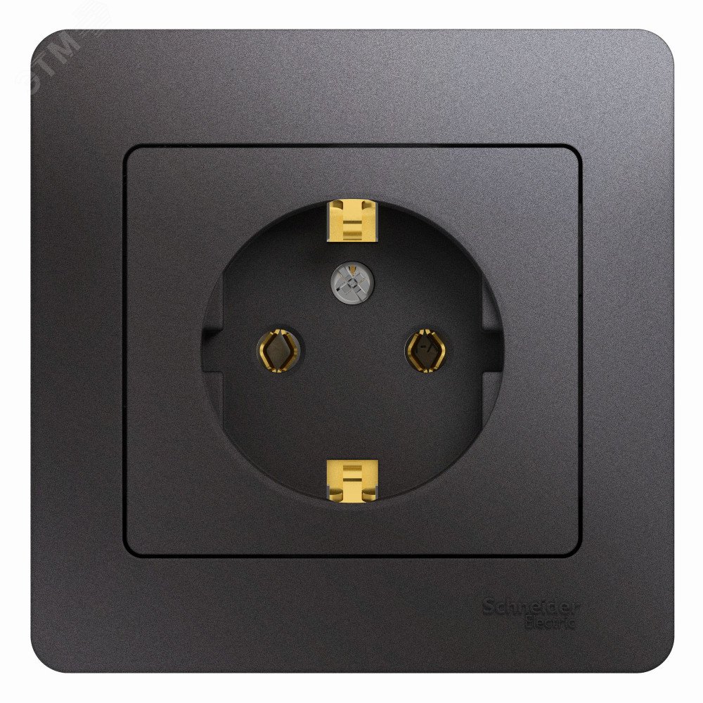 Розетка 1-м СП Glossa 16А IP20 250В с заземл. в сборе графит SE GSL001342 - Systeme Electric