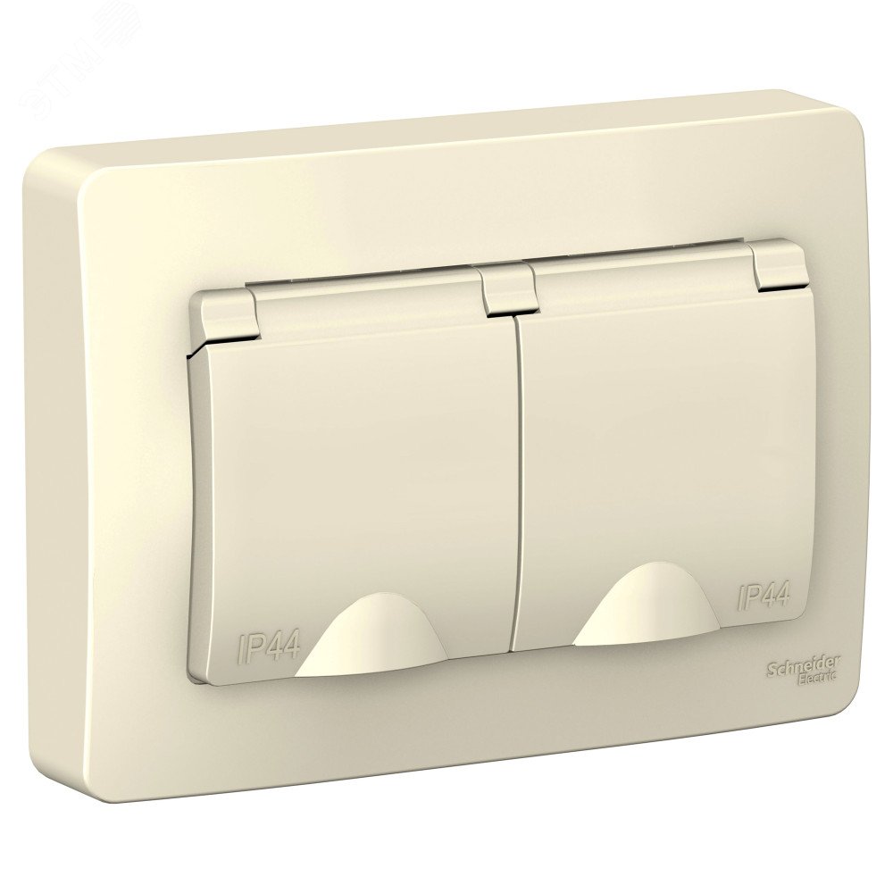 Розетка 2-м СП Blanca 16А IP44 250В с заземл. защ. шторки с крышкой молоч. SE BLNRS441122 - Systeme Electric