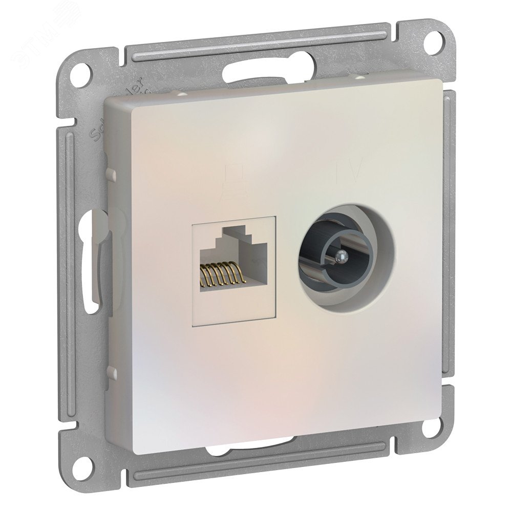Розетка компьютерная + телевизионная 2-м AtlasDesign RJ45 кат.5E + TV механизм жемчуж. SE ATN000489 - Systeme Electric