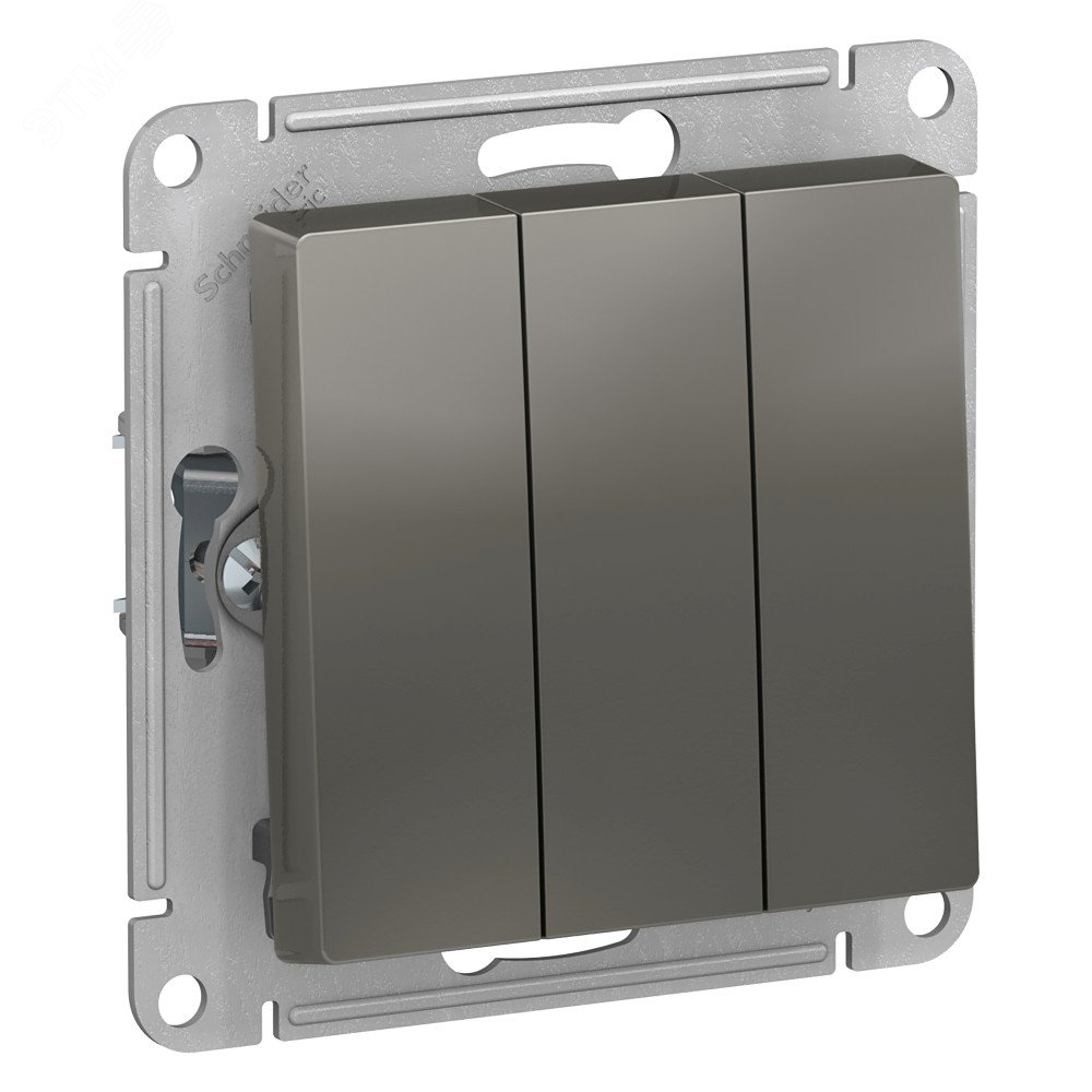 Выключатель 3-кл. СП AtlasDesign 10А IP20 (сх. 1+1+1) 10AX механизм сталь SE ATN000931 - Systeme Electric