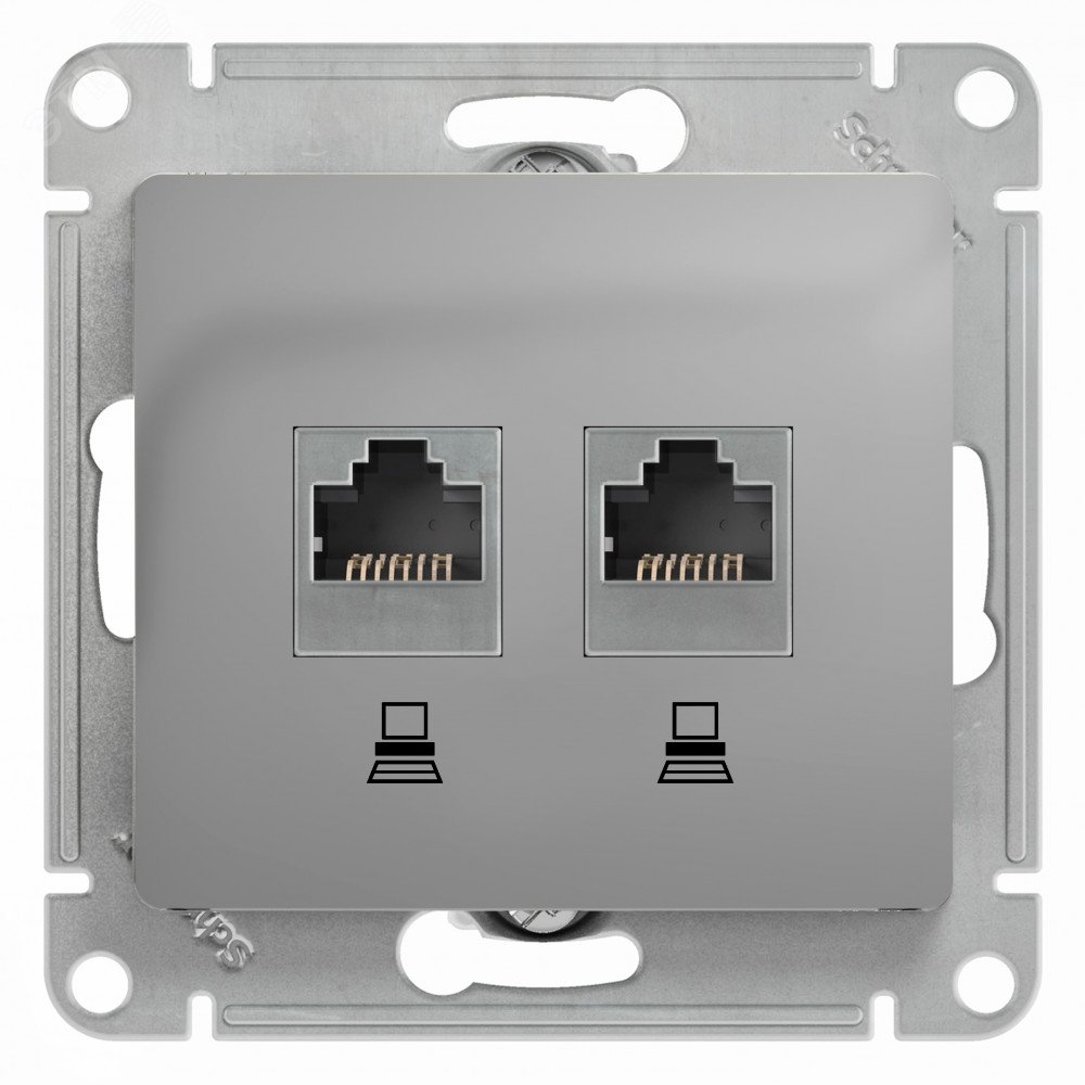 Розетка компьютерная 2-м Glossa RJ45 кат.5E механизм алюм. SE GSL000385KK - Systeme Electric