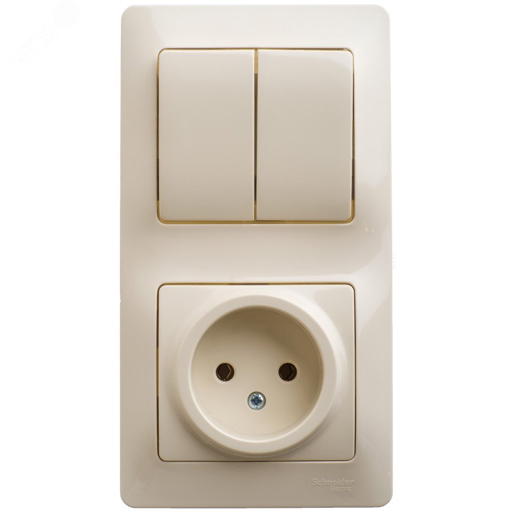Блок комбинированный Glossa (розетка + 2-кл. выкл.) беж. SE GSL000272 - Systeme Electric