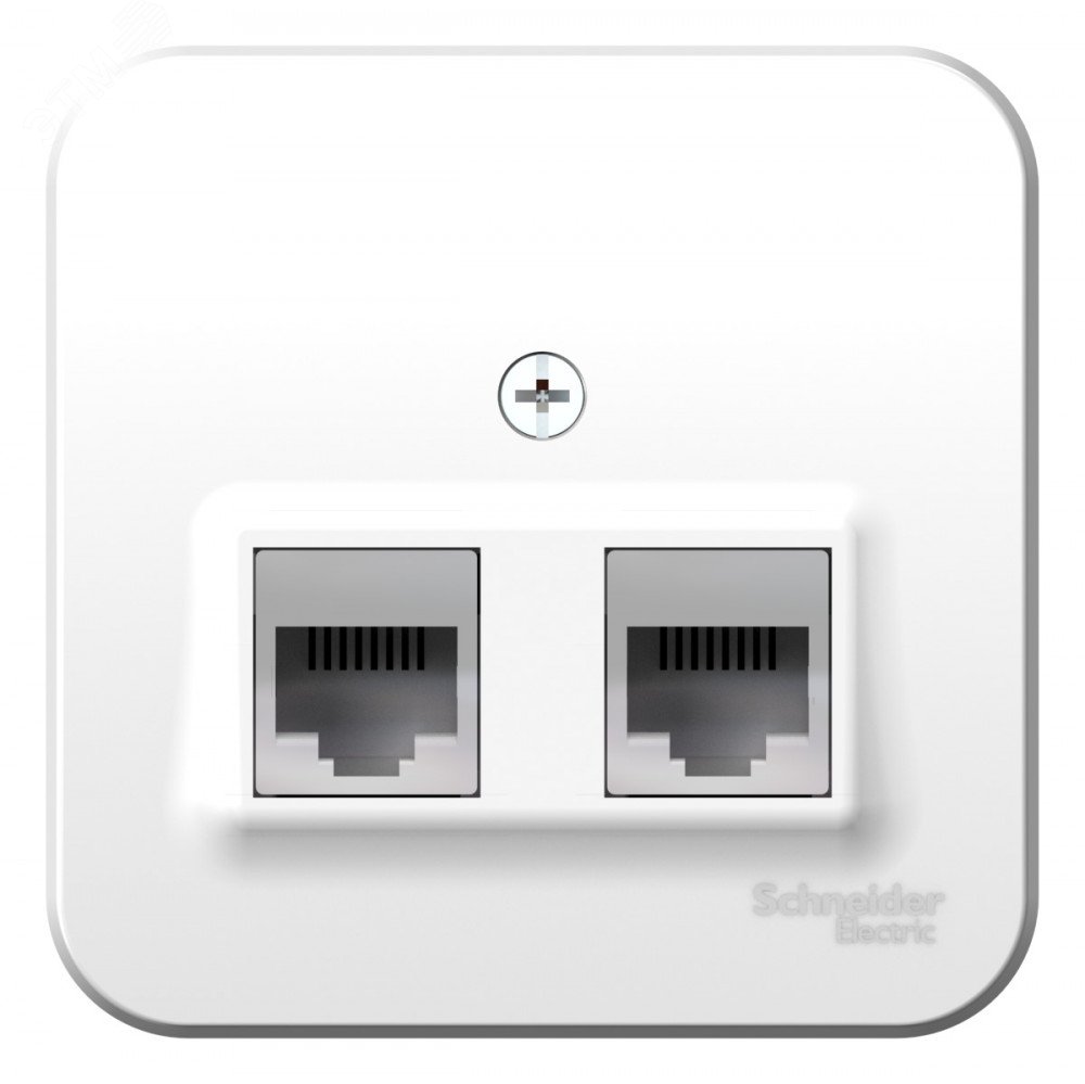 Розетка BLANCA наружная двойная компьютерная RJ45+телефонная RJ11, кат.5e, с изолирующей пластиной, белый BLNIA045111 - Systeme Electric