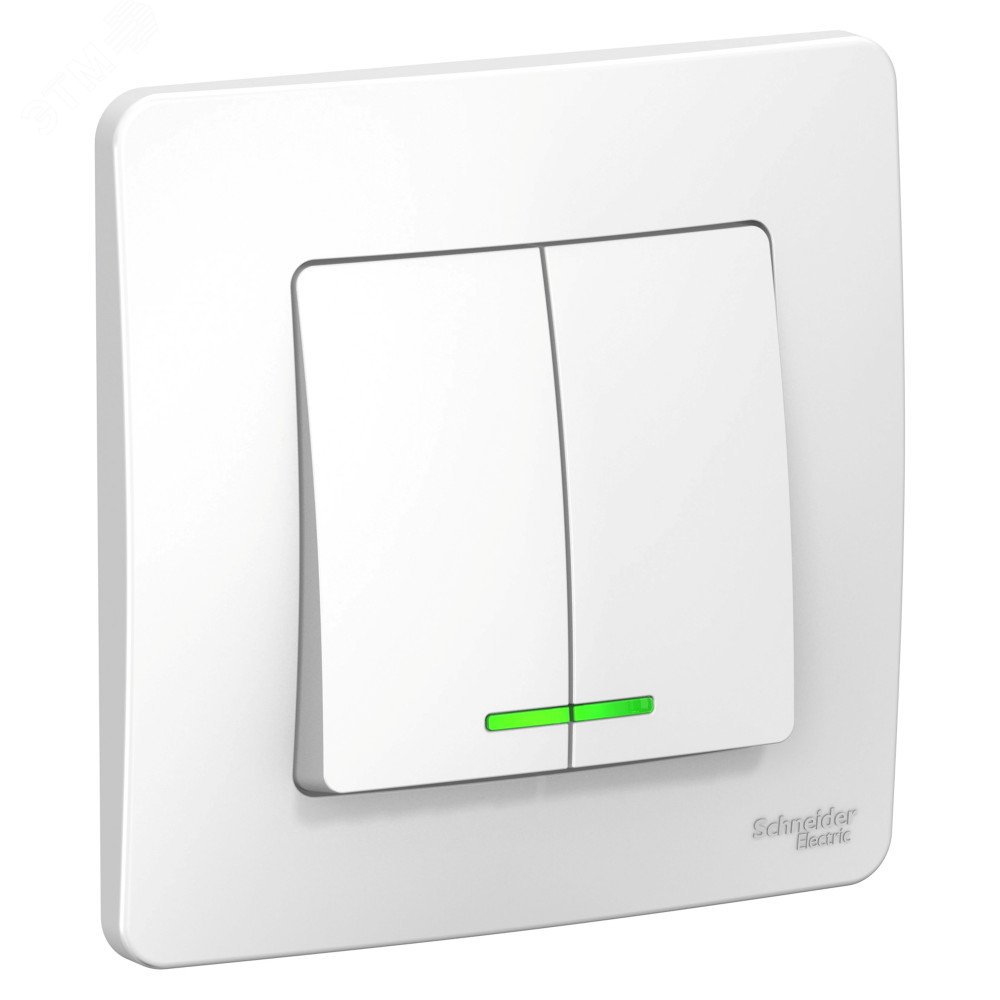 Выключатель 2-кл. СП Blanca 10А IP20 (сх. 5) 250В с подсветкой бел. SE BLNVS010511 - Systeme Electric