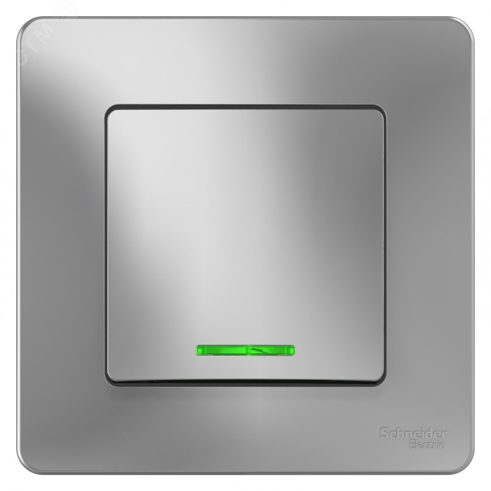 Выключатель 1-кл. СП Blanca 10А IP20 (сх. 1) 250В с подсветкой алюм. SE BLNVS010113 - Systeme Electric