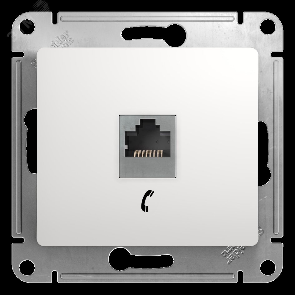 Розетка телефонная 1-м СП Glossa RJ11 механизм бел. SE GSL000181T - Systeme Electric