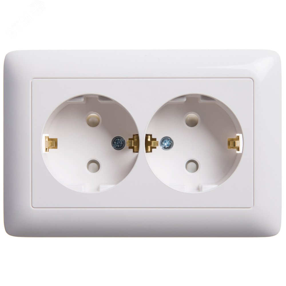 Розетка 2-м СП Хит 16А IP20 с заземл. защ. шторки бел. SE RS16-231-B - Systeme Electric