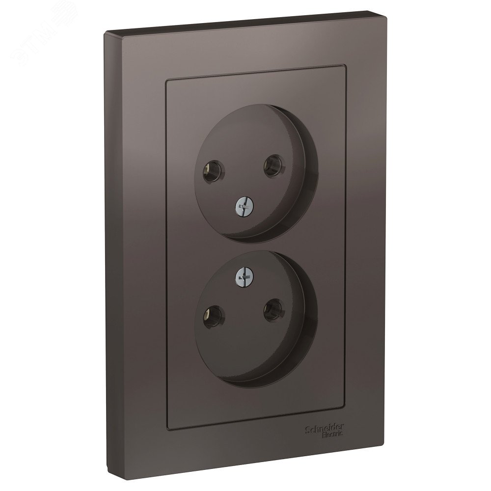 Розетка 2-м СП AtlasDesign 16А IP20 без заземл. в сборе мокко SE ATN000620 - Systeme Electric