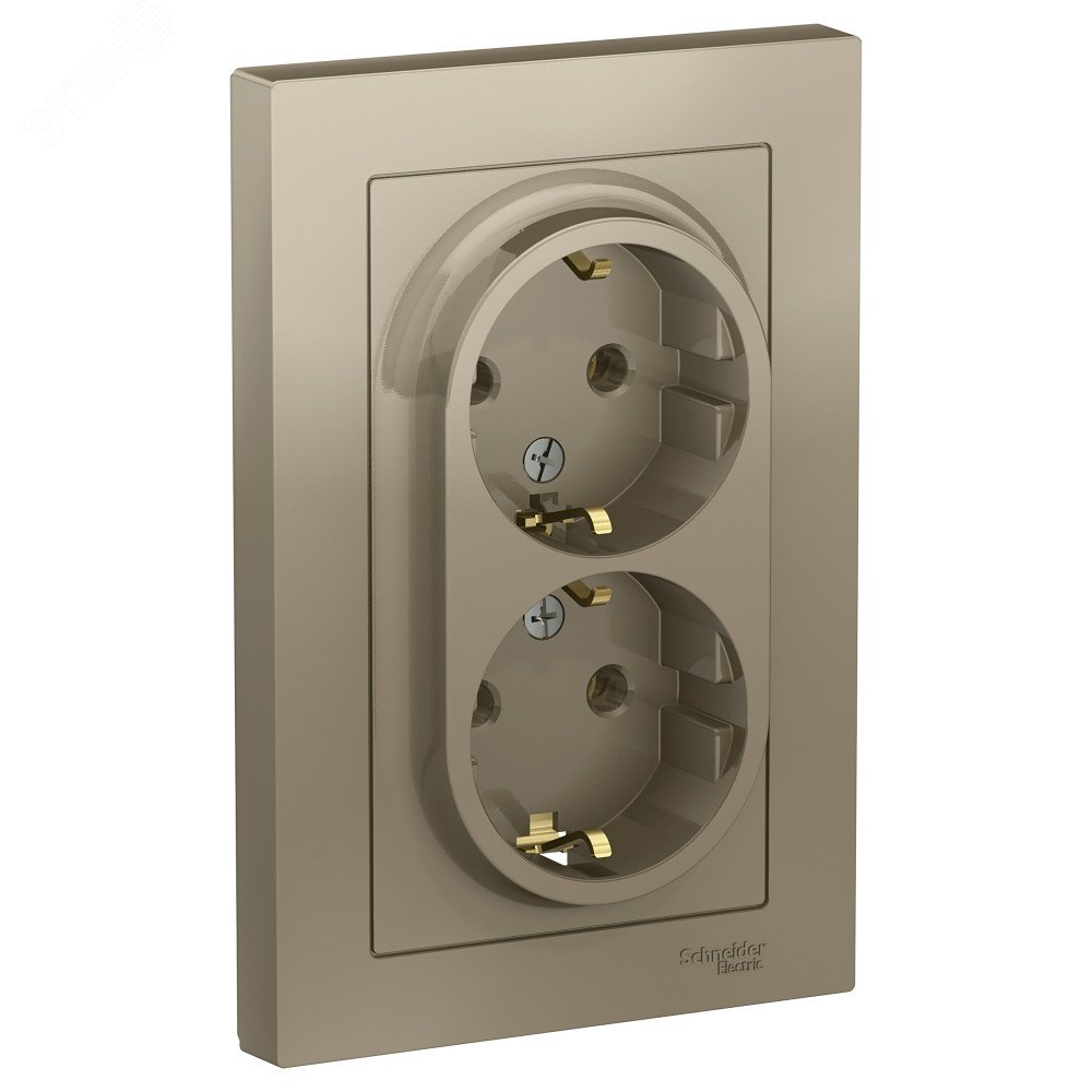 Розетка 2-м СП AtlasDesign 16А IP20 с заземл. в сборе шампань SE ATN000524 - Systeme Electric