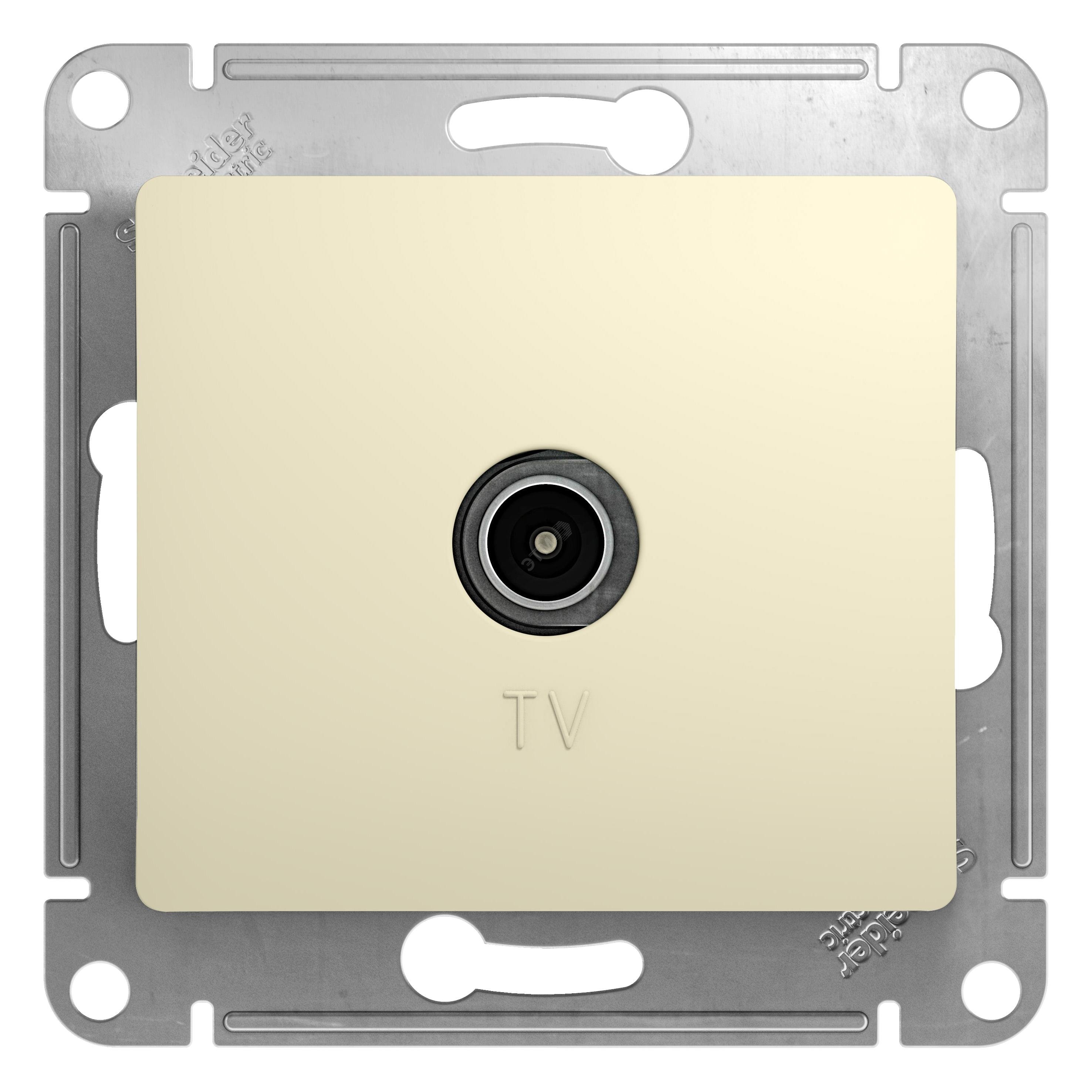 Розетка телевизионная проходная TV 1-м СП Glossa 4дБ механизм беж. SE GSL000292 - Systeme Electric