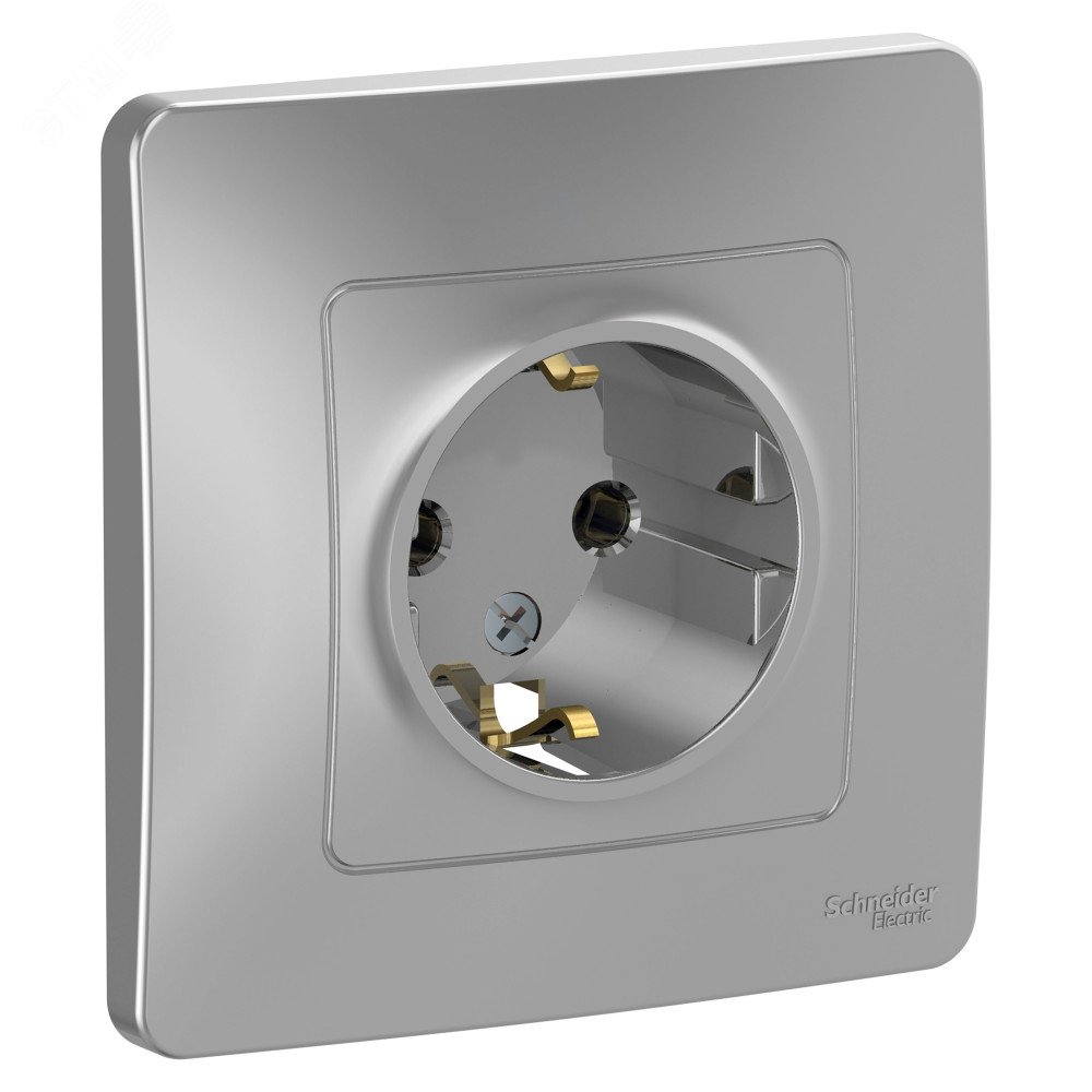 Розетка 1-м СП Blanca 16А IP20 250В с заземл. без защ. шторок алюм. SE BLNRS001013 - Systeme Electric