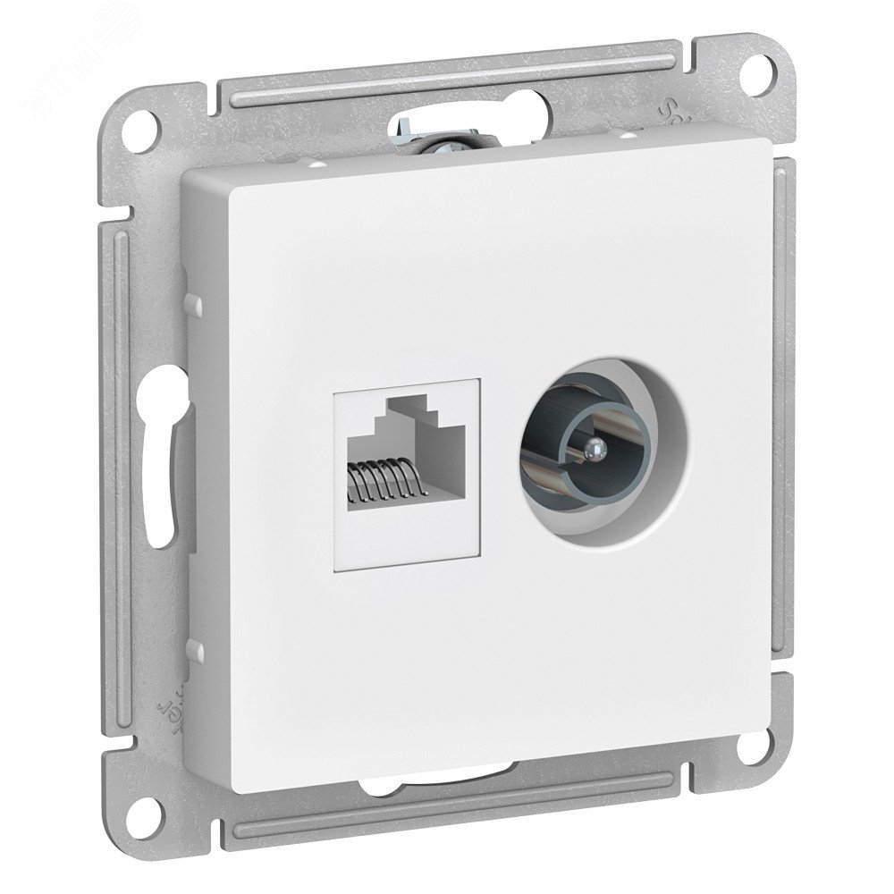 Розетка компьютерная + телевизионная 2-м AtlasDesign RJ45 кат.5E + TV механизм бел. SE ATN000189 - Systeme Electric
