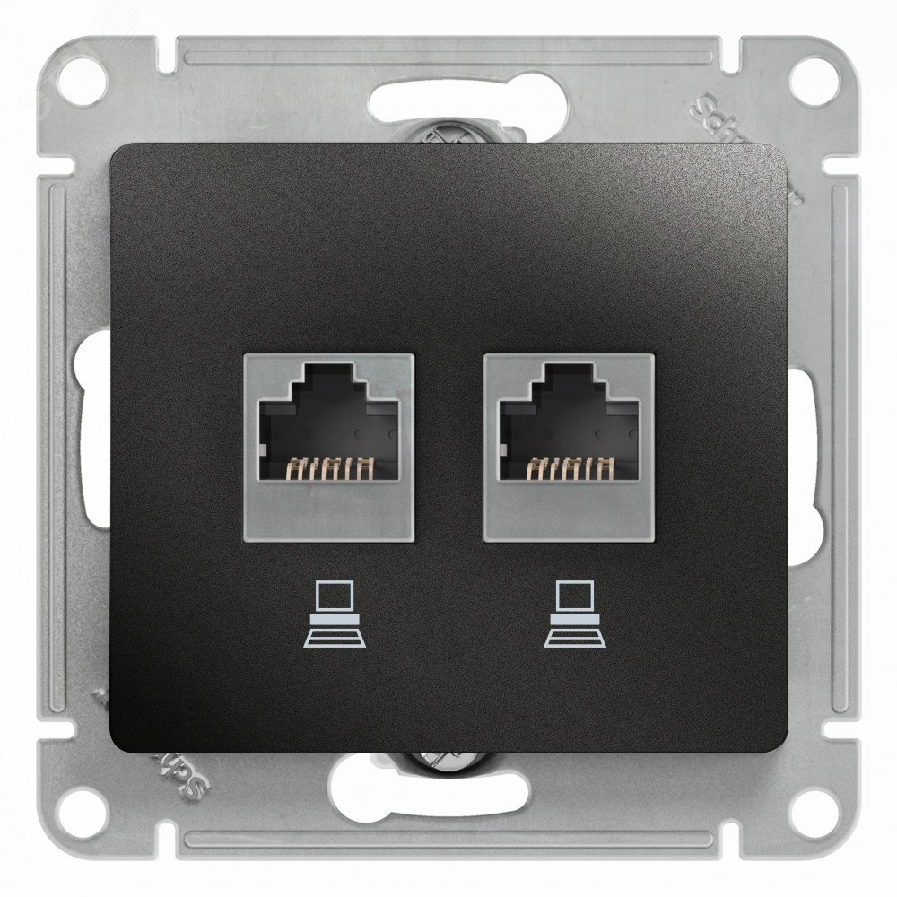 Розетка компьютерная 2-м Glossa RJ45 кат.5E механизм антрацит SE GSL000785KK - Systeme Electric