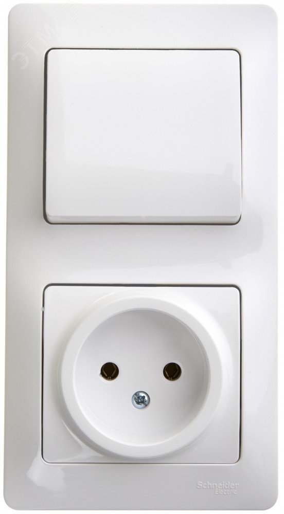 Блок комбинированный Glossa (розетка + 1-кл. выкл.) бел. SE GSL000160 - Systeme Electric