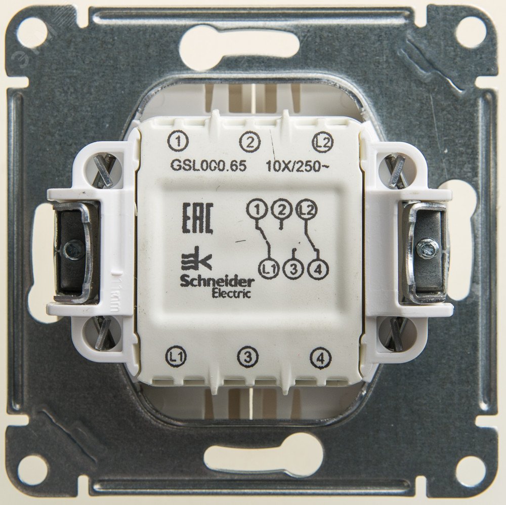 Переключатель проходной 2-кл. СП Glossa 10А IP20 (сх. 6/2) 10AX механизм перламутр SE GSL000665 - Systeme Electric