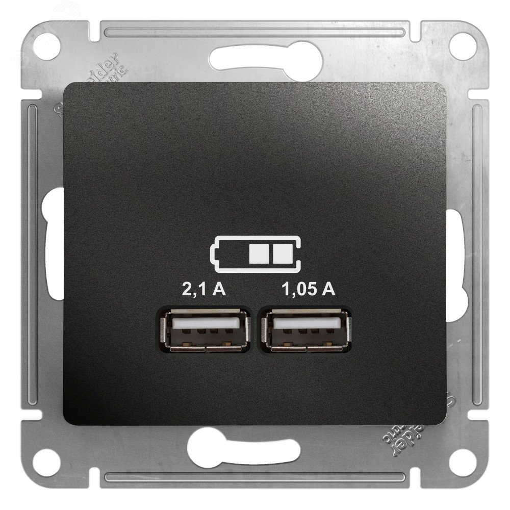GLOSSA Розетка USB антрацит в рамку 5В/2100мА GSL000733 - Systeme Electric