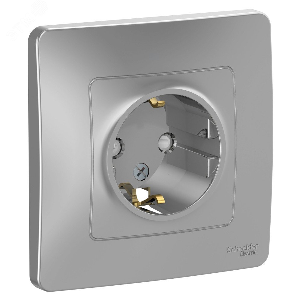 Розетка 1-м СП Blanca 16А IP20 250В с заземл. защ. шторки алюм. SE BLNRS001113 - Systeme Electric