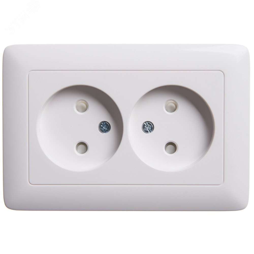 Розетка 2-м СП Хит 16А IP20 без заземл. защ. шторки бел. SE RS16-230-B - Systeme Electric