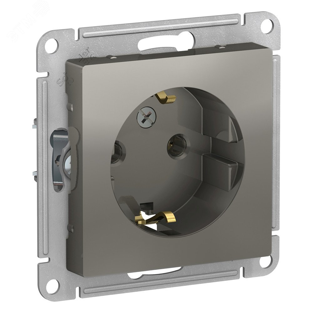 Розетка 1-м СП AtlasDesign 16А IP20 с заземл. механизм сталь SE ATN000943 - Systeme Electric