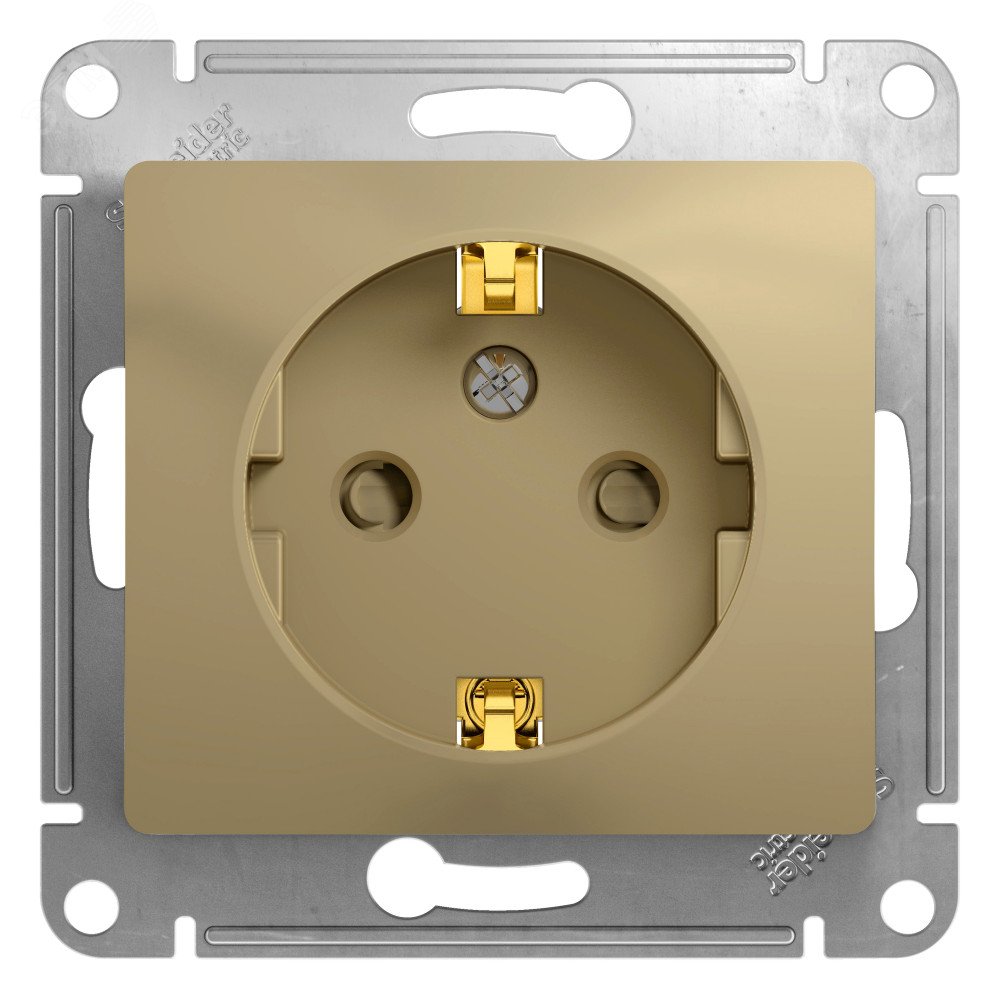 Розетка 1-м СП Glossa 16А IP20 с заземл. защ. шторки механизм титан SE GSL000445 - Systeme Electric
