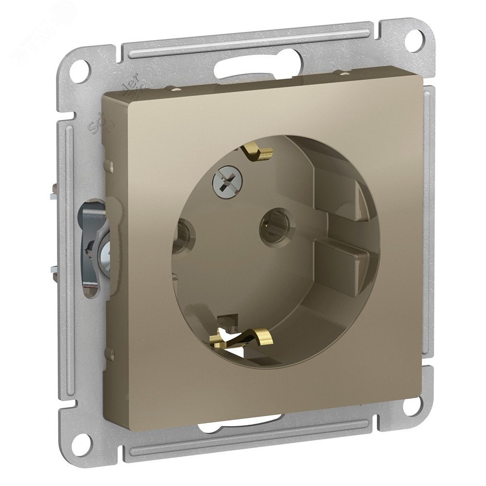 Розетка 1-м СП AtlasDesign 16А IP20 с заземл. механизм шампань SE ATN000543 - Systeme Electric