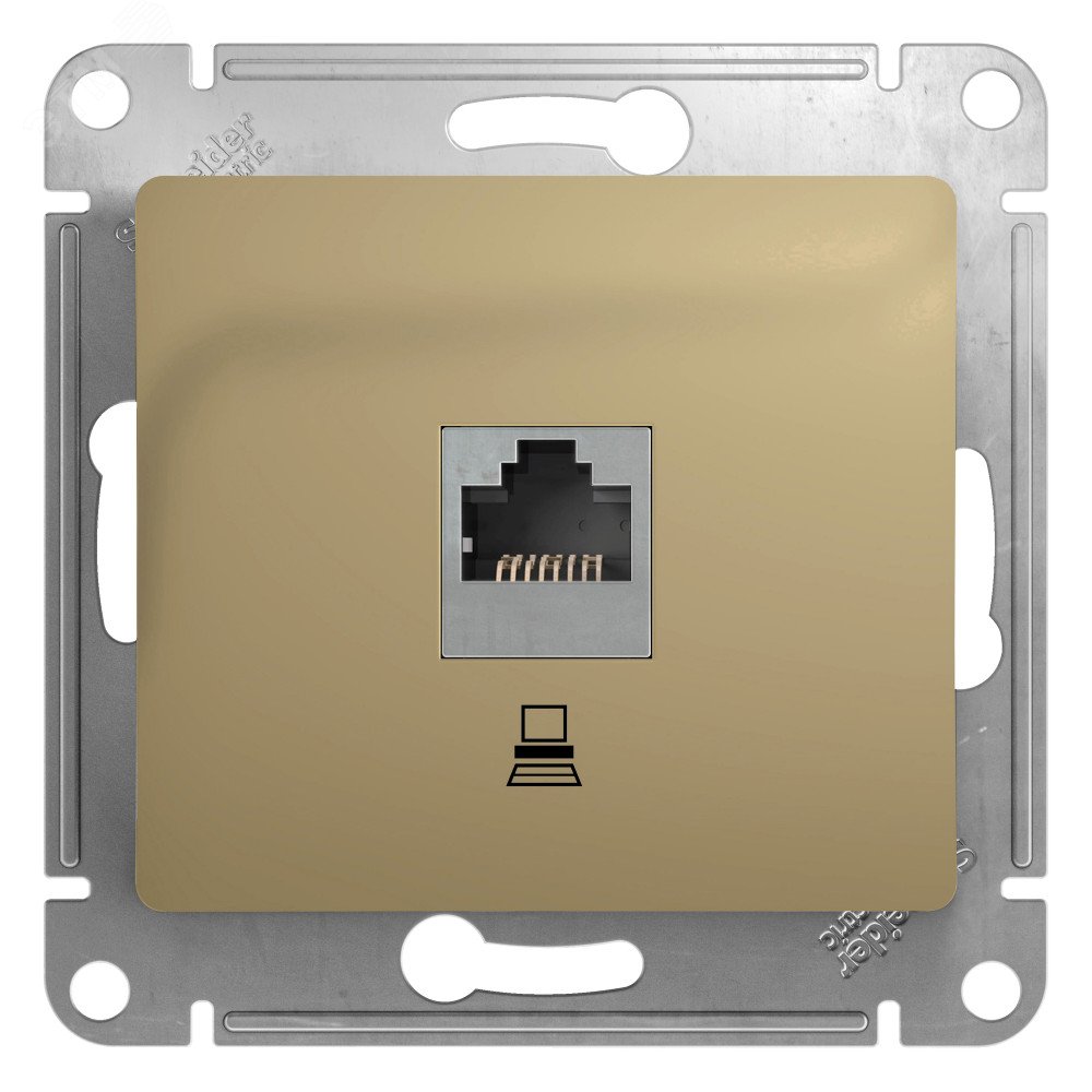 Розетка компьютерная 1-м СП Glossa RJ45 кат.5E механизм титан SE GSL000481K - Systeme Electric