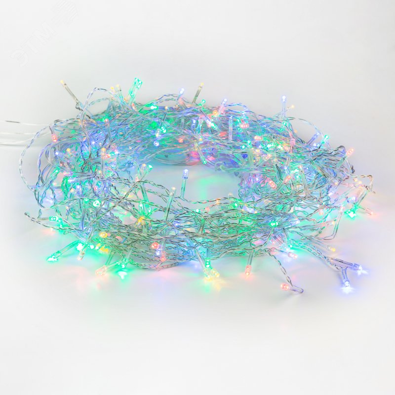 Гирлянда светодиодная "Светодиодный Дождь" 1.5х1м 96LED мультиколор 8Вт 230В IP20 с контроллером провод прозр. 235-029 - NEON-NIGHT