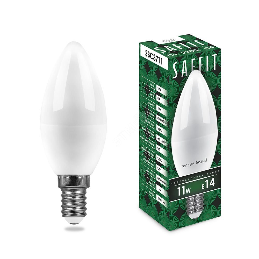 Лампа светодиодная LED 11вт Е14 теплый матовая свеча 55131 - Feron