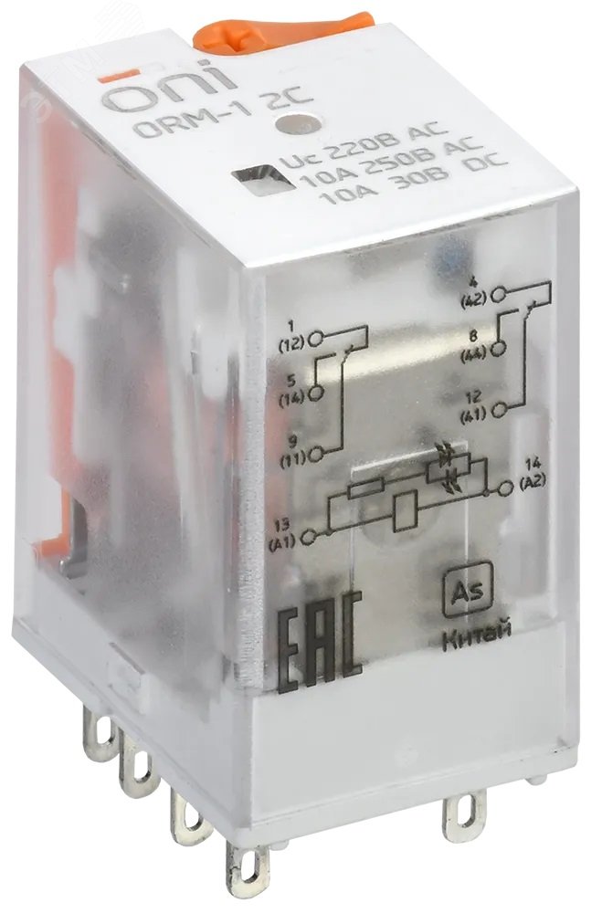 Реле интерфейсное ORM 2C 220В AC со светодиодом и тестовой кнопкой ORM-1-2C-AC220V-L-B - IEK